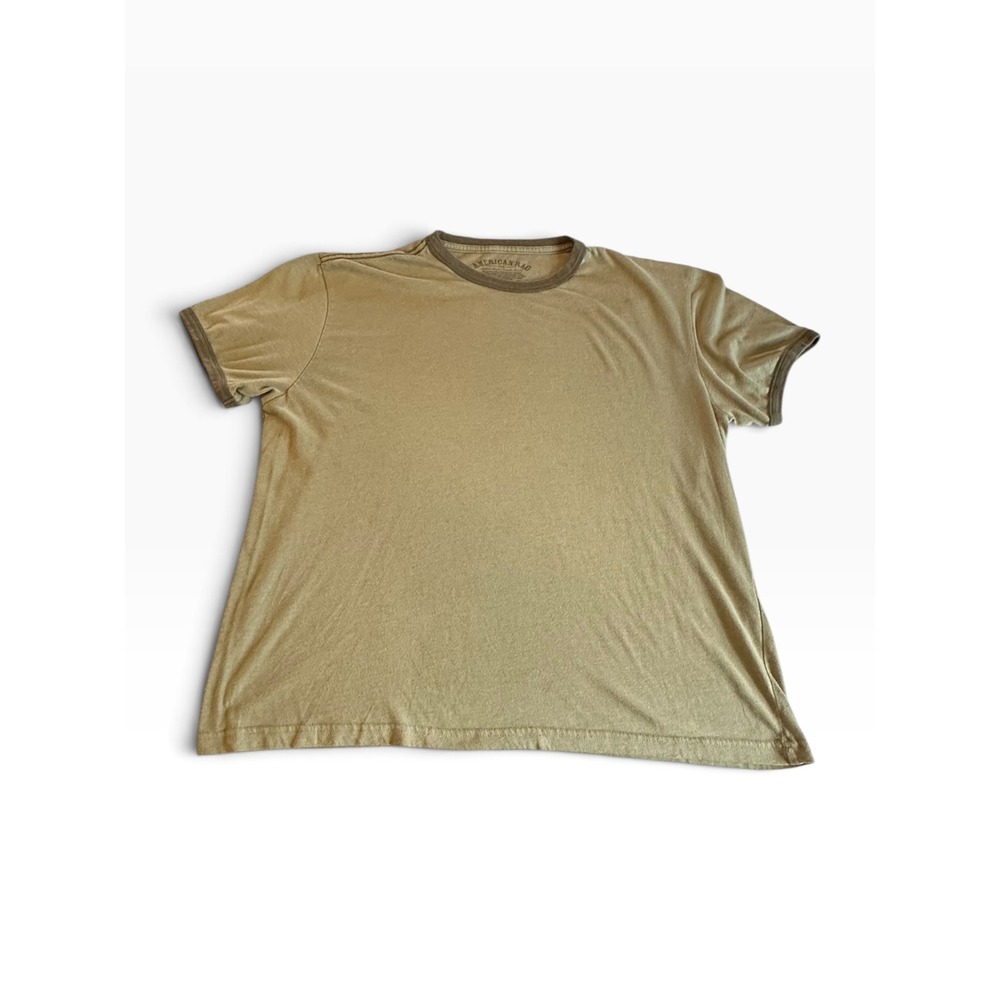 American Rag Ringer T-Shirt Mens XL Tan/Brown Short Sleeve Tee